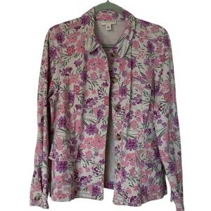 Appleseed's Pink & Purple Floral Button-Front Jacket